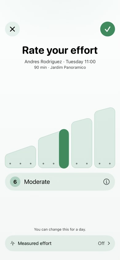 Rating effort after a padel lesson