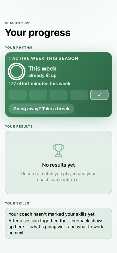A player's weekly activity ring on their progress screen