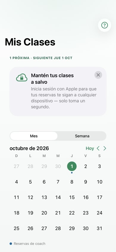 Una clase de pádel reservada en Mis Clases, con recordatorios